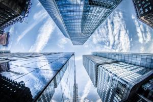 Image looking at sky scrapers