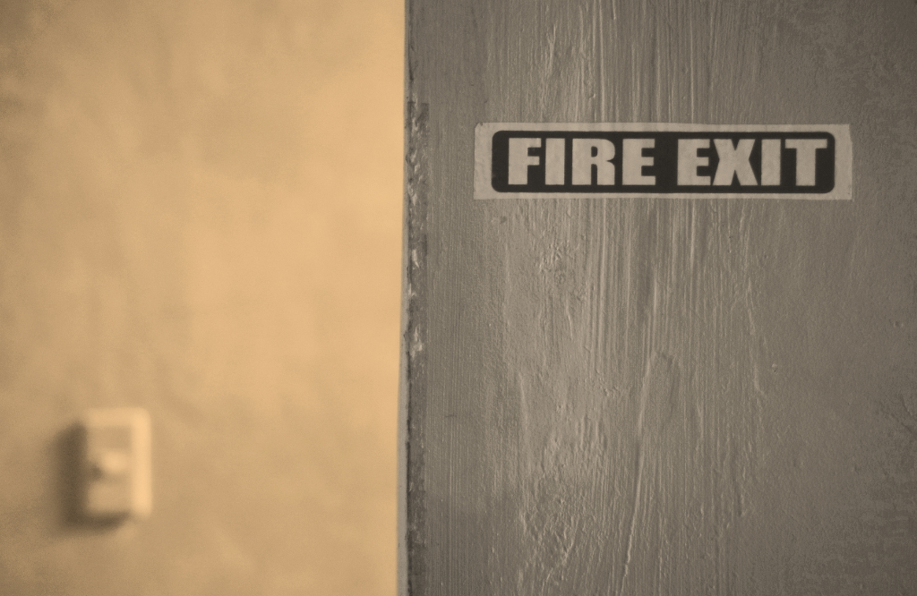 An image of an open fire door.