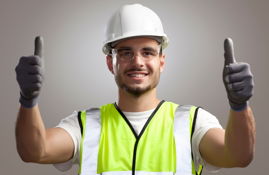 A happy construction worker smiling after becoming a retained safety partner