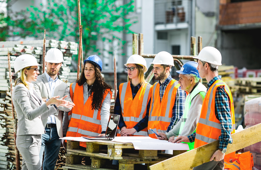 Trained professionals discussing work